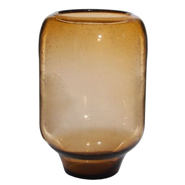 Стеклянный высокий фонарь янтарного цвета d17;h27 см 56577 SHISHI