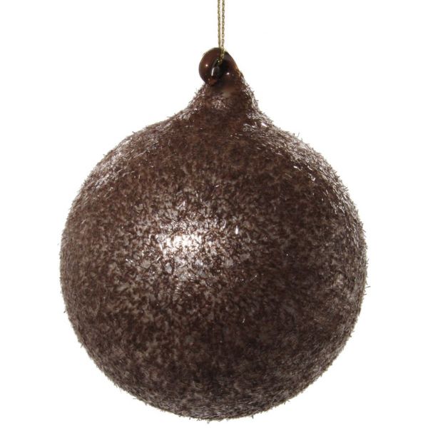 Стеклянный шар серебристо-коричневый флокированный 8 см 56838 SHISHI