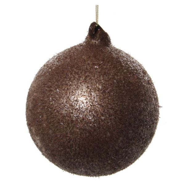 Стеклянный шар серебристо-коричневый флокированный 10 см 56839 SHISHI