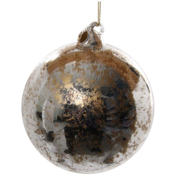 Стеклянный шар серебристо-золотая краска 10 см 56875 SHISHI