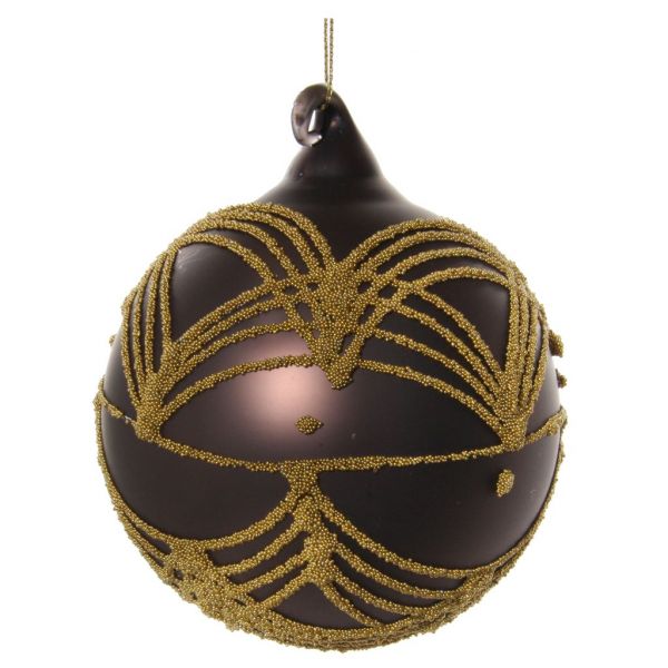 Стеклянный шар коврик коричневый золотой шарик деко 8 см 56888 SHISHI