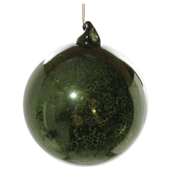 Стеклянный шар античный блестящий зеленый 10 см 56891 SHISHI