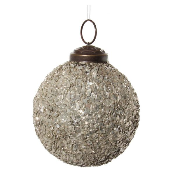 Стеклянный шар серебряный блеск 7,5 см 56964 SHISHI