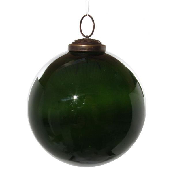 Стеклянный шар блестящий прозрачный зеленый 10 см 56976 SHISHI
