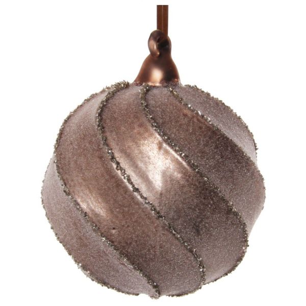 Стеклянный шар спиральный коричневый засахаренный 8 см 57293 SHISHI