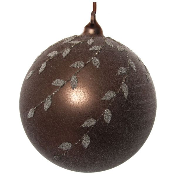 Стеклянный шар коричневый бисер серебряные листья из бисера 15 см 57302 SHISHI