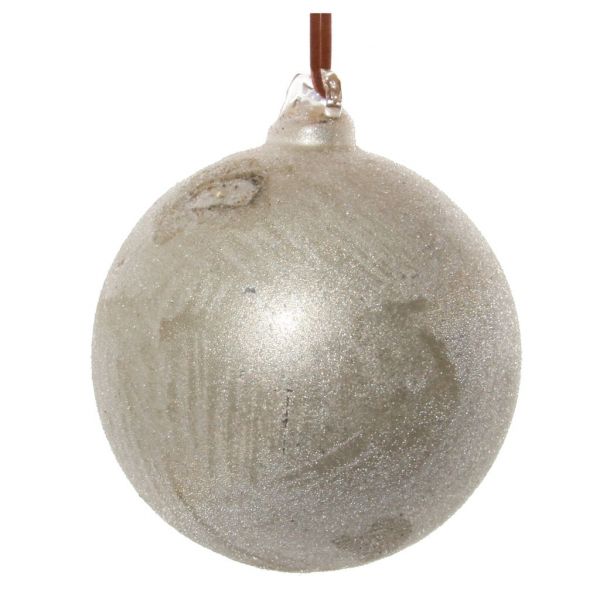 Стеклянный шар античный белый засахаренный 8 см 57324 SHISHI