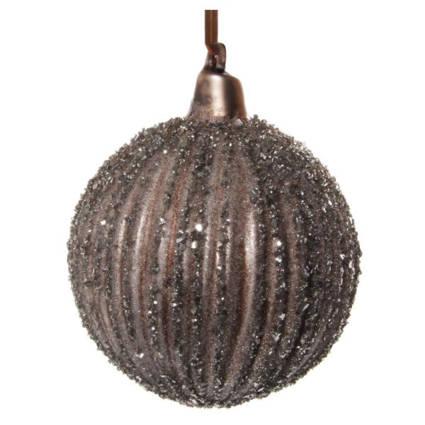 Стеклянный шарик с засахаренной подкладкой lt коричневый серебристый блеск 8 см 57351 SHISHI