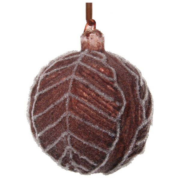 Стеклянный листовой шарик античного коричневого цвета с сахаром 8 см 57365 SHISHI