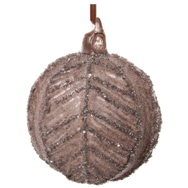 Стеклянный листовой шар античного серого цвета с сахаром 8 см 57368 SHISHI