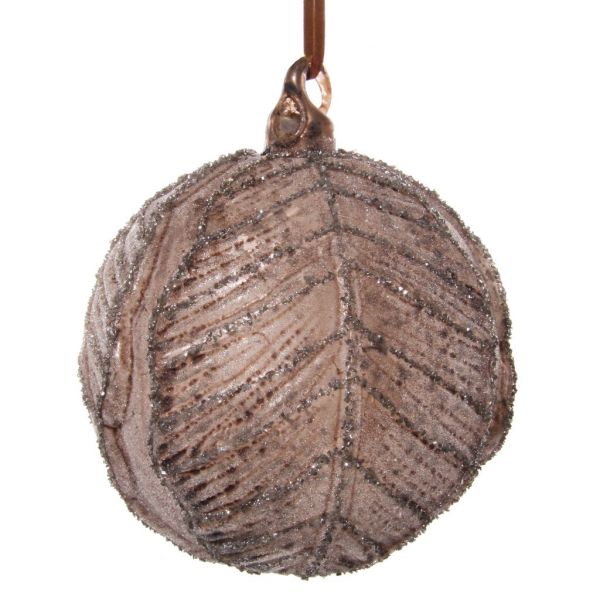Стеклянный листовой шар античного серого цвета с сахаром 10 см 57369 SHISHI