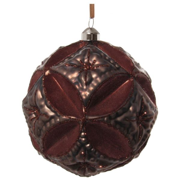 Стеклянный цветочный шар коричневый бархатный медный блеск 15 см 57385 SHISHI