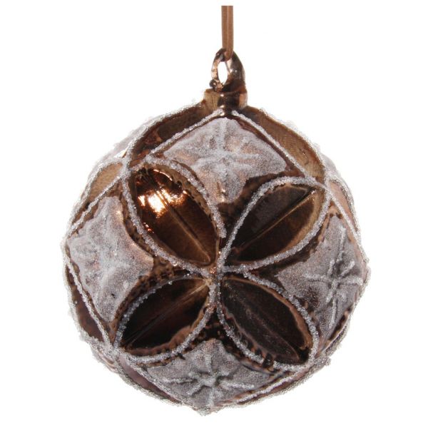 Стеклянный цветочный шар коричневый засахаренный 12 см 57388 SHISHI