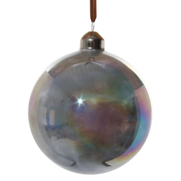 Стеклянный шар серебристый радужный 10 см 57419 SHISHI