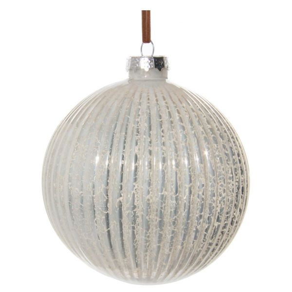 Стеклянный шар с подкладкой античного белого цвета 10 см 57454 SHISHI