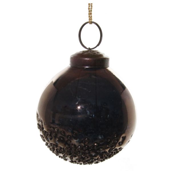 Стеклянный шар темно-коричневый нижняя часть из бисера 7 см 57652 SHISHI