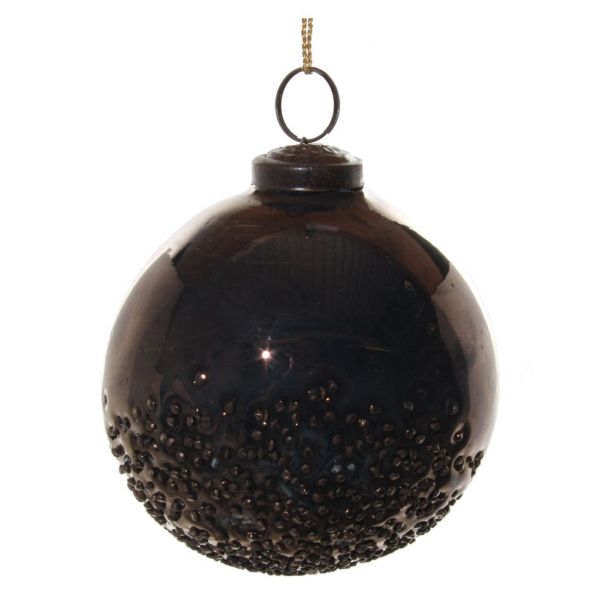 Стеклянный шар темно-коричневый нижняя часть из бисера 10 см 57653 SHISHI