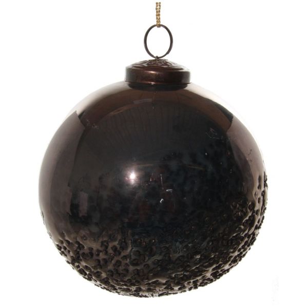 Стеклянный шар темно-коричневый нижняя часть из бисера 12 см 57654 SHISHI