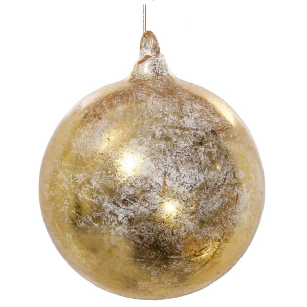 Стеклянный шар прозрачный с сусальным золотом 10 см 57786 SHISHI