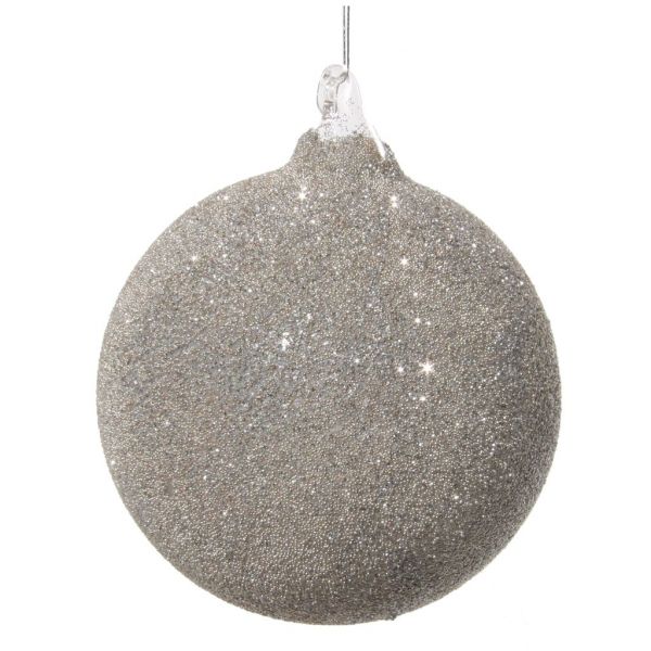 Стеклянный шар с полным серебряным бисером 8 см 57798 SHISHI