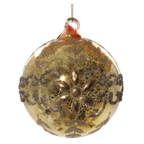 Стеклянный шар античное золото с античным блеском деко 10 см 57850 SHISHI