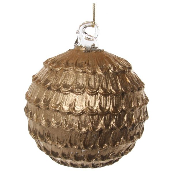 Стеклянный шар прозрачный с золотой краской конусные весы 8 см 57865 SHISHI