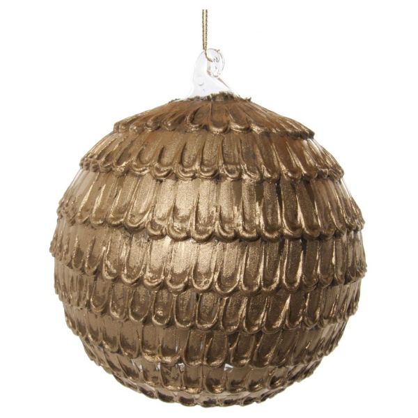 Стеклянный шар прозрачный с золотой краской конусные весы 12 см 57867 SHISHI