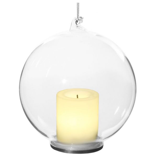 Стеклянный шар прозрачный со свечой внутри 10 см 57911 SHISHI
