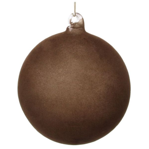 Стеклянный шар прозрачный ж/полный коричневый бархат 12 см 57918 SHISHI