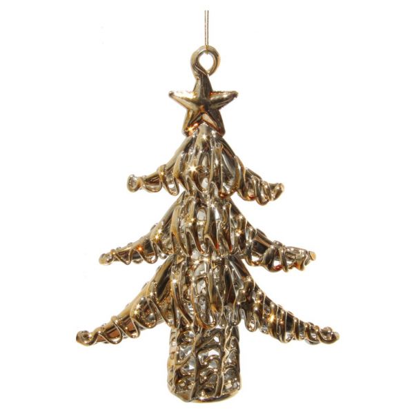 Стеклянное дерево блестящее светло-золотое 10 см 57940 SHISHI