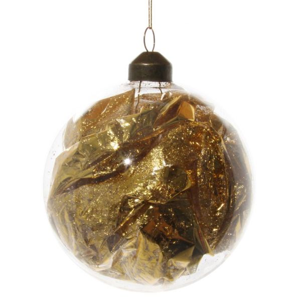 Стеклянный шар сусальное золото внутри 10 см 58009 SHISHI