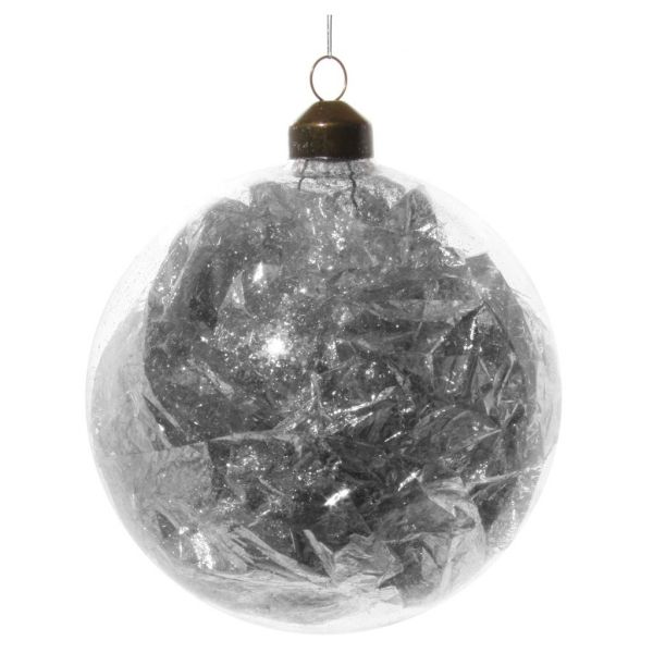 Стеклянный шар с серебряным листом внутри 12 см 58013 SHISHI