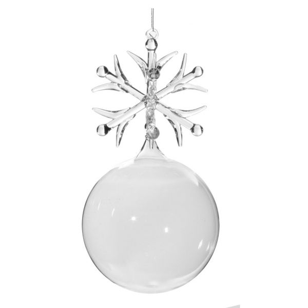 Стеклянный шар прозрачный со снежинкой 13 см 58023 SHISHI
