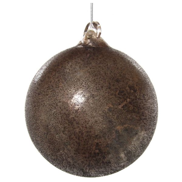 Стеклянный шар античный темно-серый с сахаром 8 см 58041 SHISHI