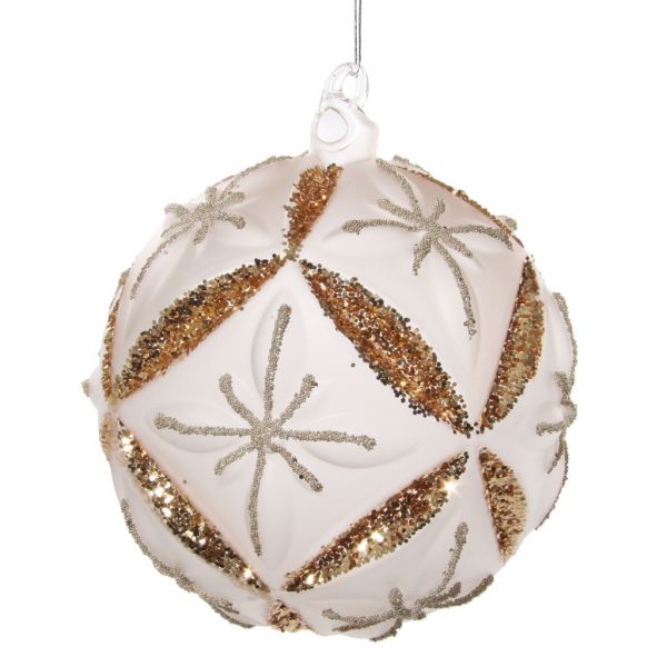 Стеклянный цветочный шар прозрачный коврик с золотым блеском 10 см 58046 SHISHI