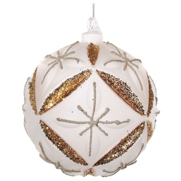 Стеклянный цветочный шар прозрачный коврик с золотым блеском 12 см 58047 SHISHI