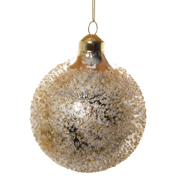 Стеклянный шар с серебряной глазурью и сусальным золотом 8 см 58069 SHISHI