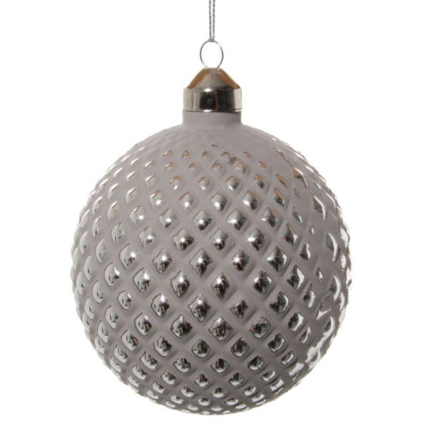 Стеклянный конусный шар серебристо-серый оштукатуренный 10 см 58092 SHISHI