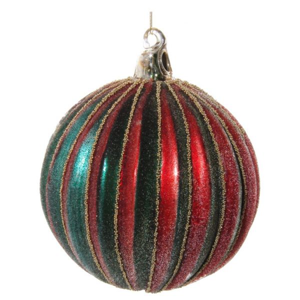Стеклянный полосатый шарик красно-зеленого цвета с сахаром 9 см 58197 SHISHI