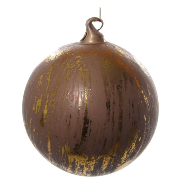 Стеклянный шар коричневый с сусальным золотом 12 см 58201 SHISHI