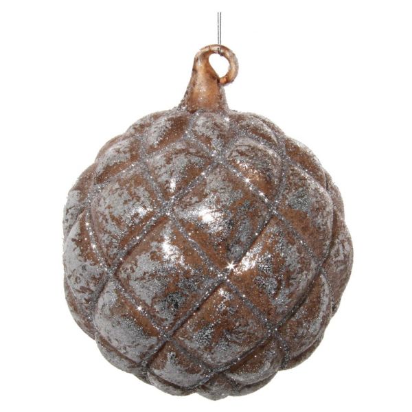 Стеклянный конусный шар золотой коврик с серебряным листом, засахаренный 10 см 58298 SHISHI