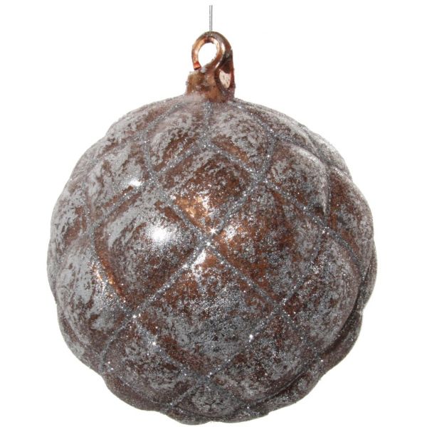 Стеклянный конусный шар золотой коврик с серебряным листом, засахаренный 12 см 58299 SHISHI