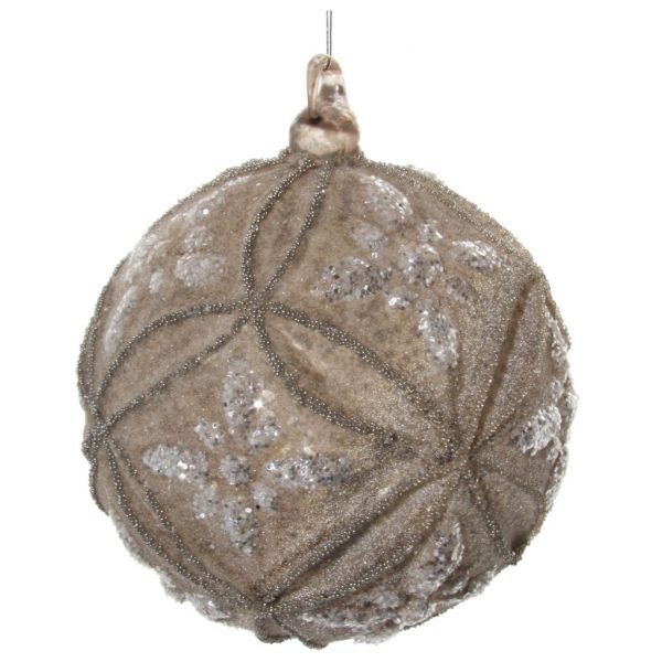 Стеклянный цветочный шар старинный коврик серебро в сахаре с бусинками 12 см 58314 SHISHI