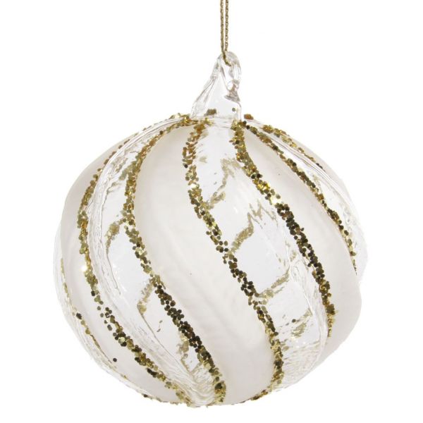 Стеклянный шар с подкладкой из прозрачного мата, смешанный с золотым блеском 8 см 58348 SHISHI