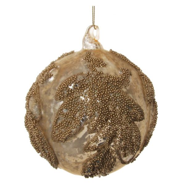 Стеклянный шар оставляет античное матовое золото с бусинами 10 см 58361 SHISHI