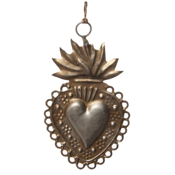 Металлическое украшение в виде сердца из античного золота 9 см 58405 SHISHI