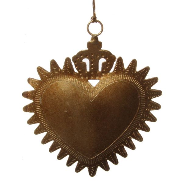 Металлическое сердце орнамент античная латунь 9 см 58406 SHISHI