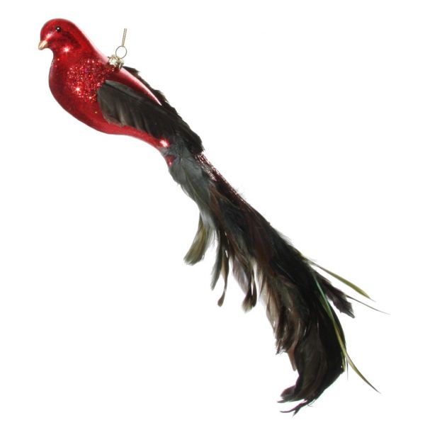 Стеклянный хвост из птичьего пера красный 44 см 58500 SHISHI