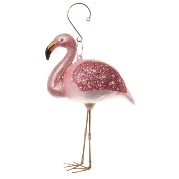 Стеклянный фламинго розовый 15 см 58576 SHISHI