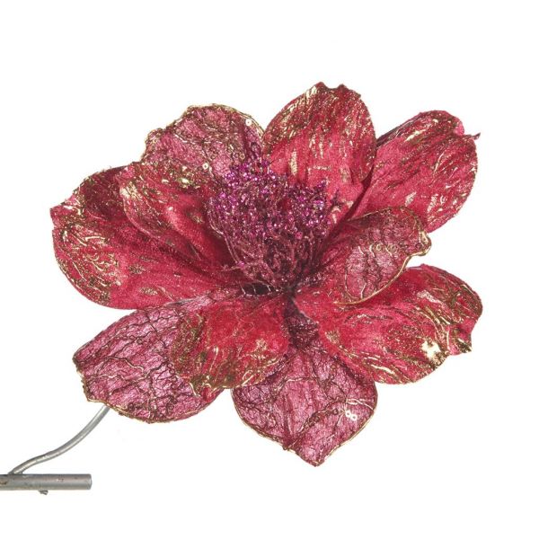Искусственный цветок магнолии на клипсе 18 см A 54126 GOODWILL